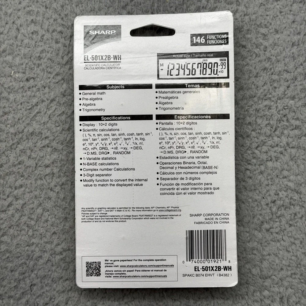 NIP Sharp EL-501X2B-WH Chemistry Physics Battery Powered 146 Function Calculator